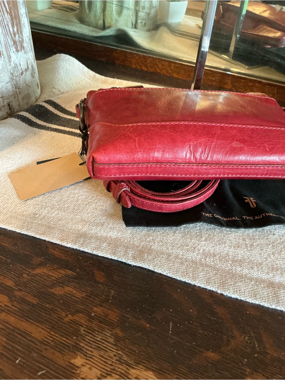 NWT Frye Melissa Leather Crossbody Clutch Bag Burgundy Red Retail $178 - Picture 8 of 11